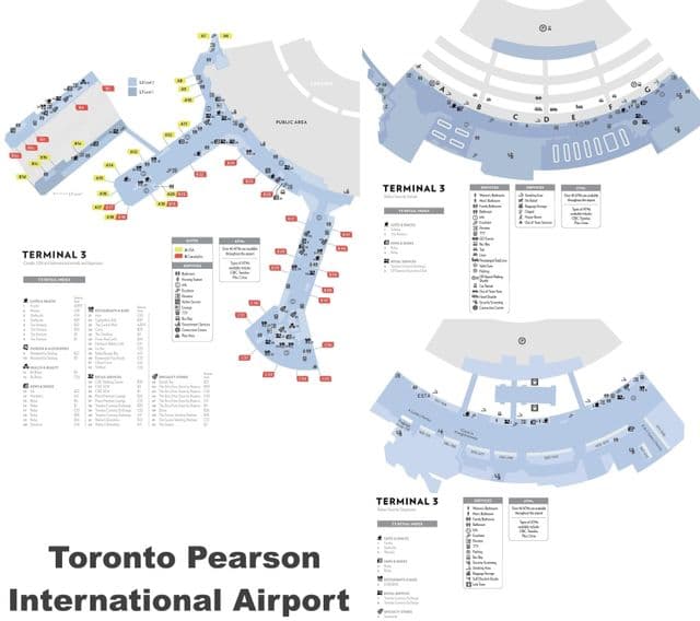 Mapa terminala lotniska w Toronto