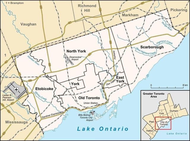 Mapa lotnisk w Toronto