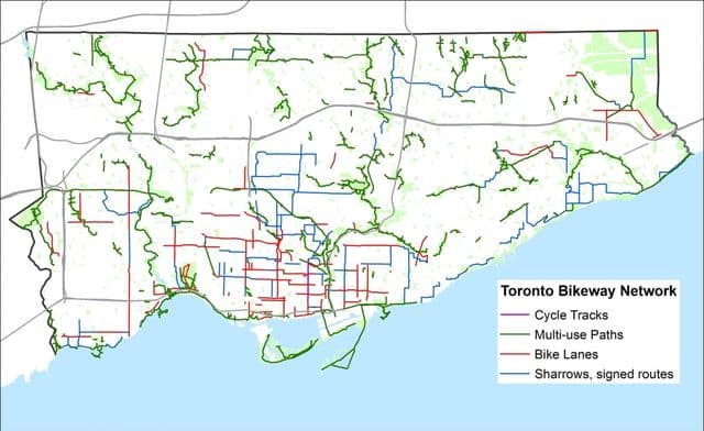 Mapa szlaku rowerowego Toronto