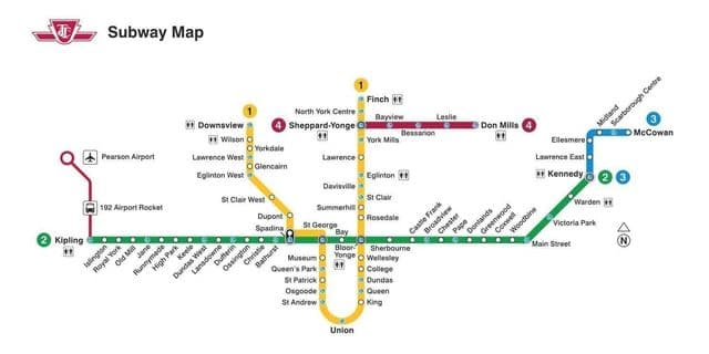 Mapa stacji metra w Toronto