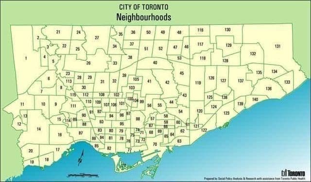 Mapa dzielnic Toronto