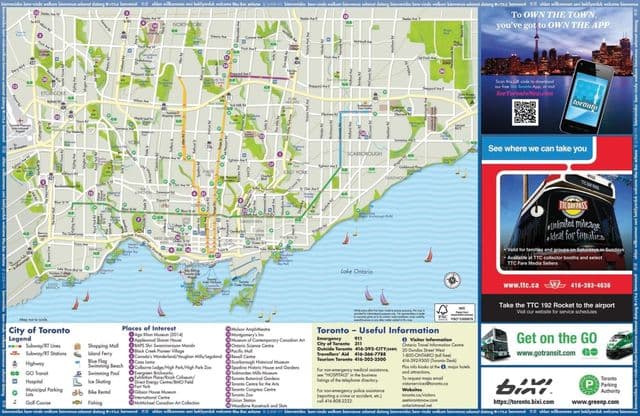 Mapa zwiedzania Toronto