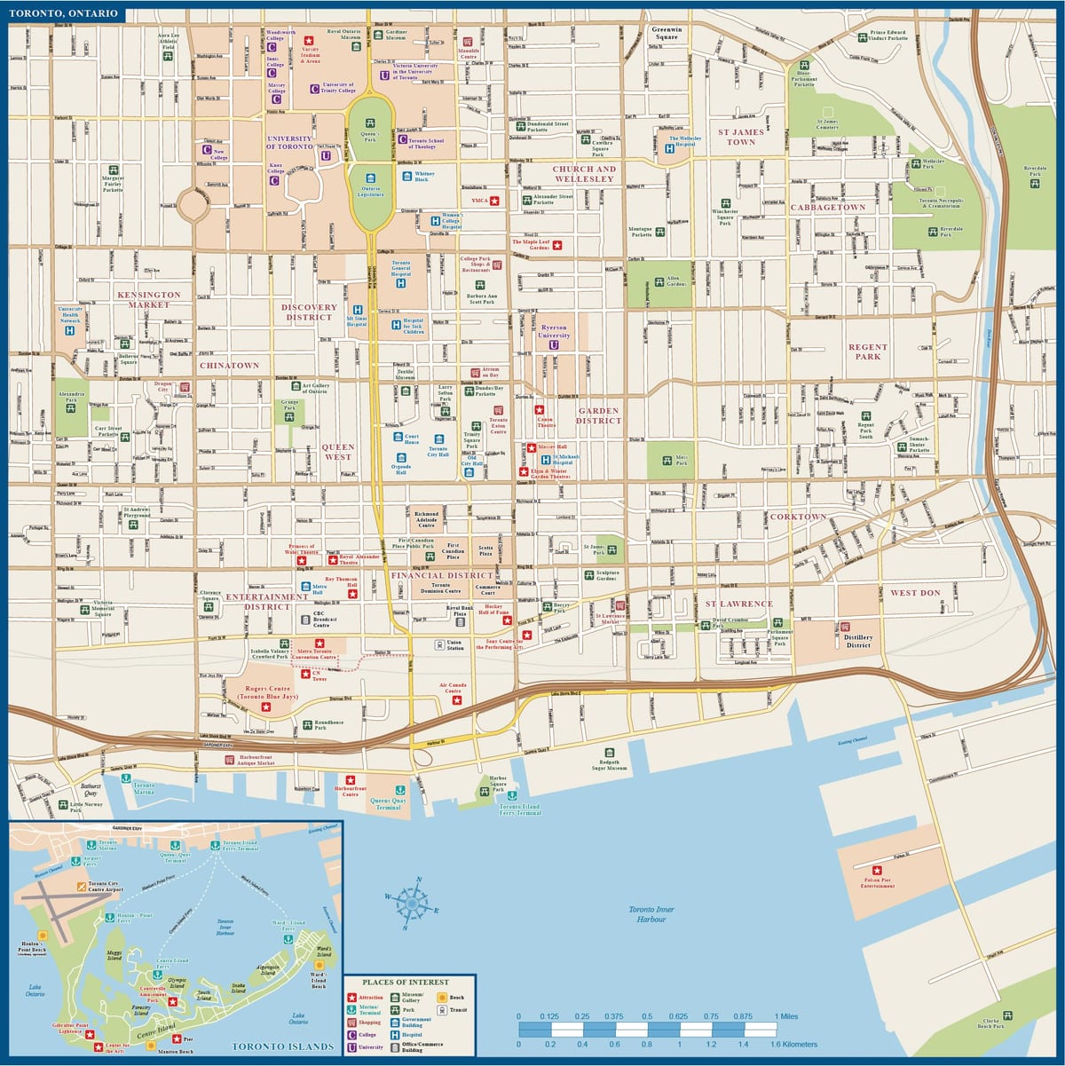 Mapa centrum Toronto