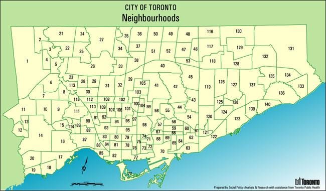 Mapa dzielnic Toronto
